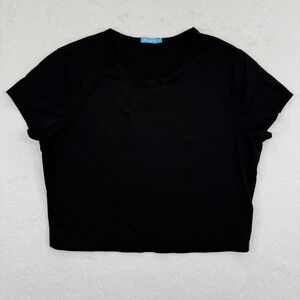 J.McLaughlin Allie Cap‎ sleeve Tee Women's Black Crop Top Casual T-Shirt S